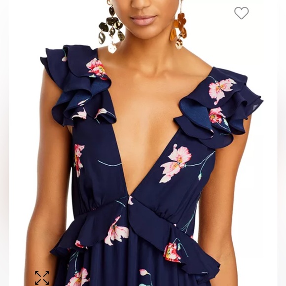 Aqua Ruffled Maxi Dress in Navy Multi - Picture 2 of 6